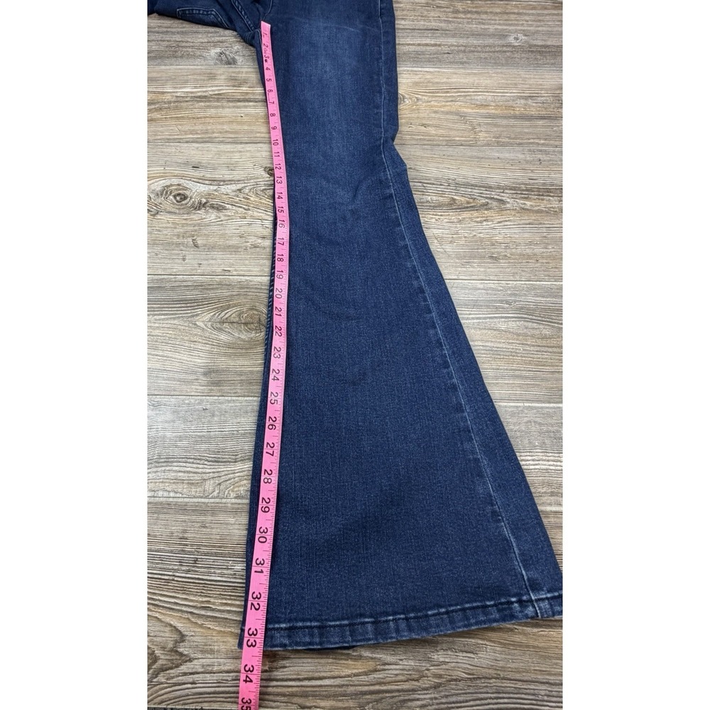 We The Free People Penny Pull-On Flare Jeans Dark Wash Blue 29 Stretch Boho - Picture 15 of 16